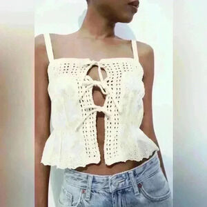 Zara Cream Crochet Tank Top